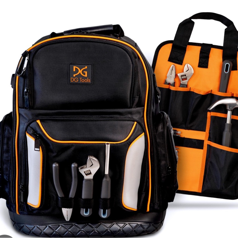 Black and Orange Men's Tool Backpack